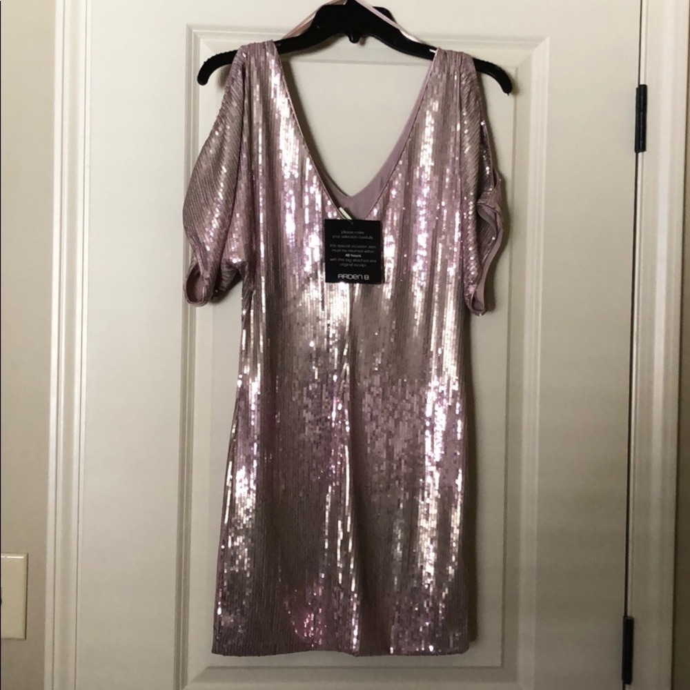 NWT Arden B sequin dress. Pretty Rose Gold tones